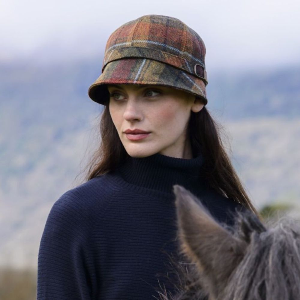 Ladies Wool Tweed Flapper Cap in Tartan Creative Irish Gift