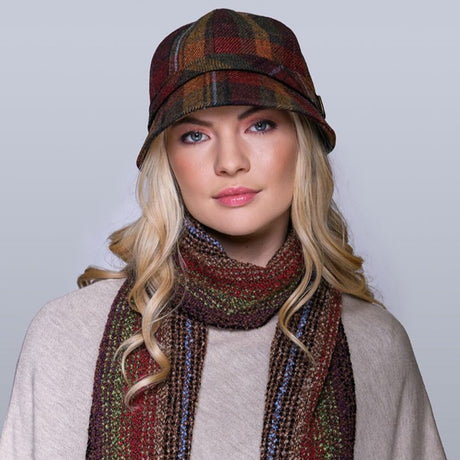 Ladies Wool Tweed Flapper Cap in Tartan Creative Irish Gift