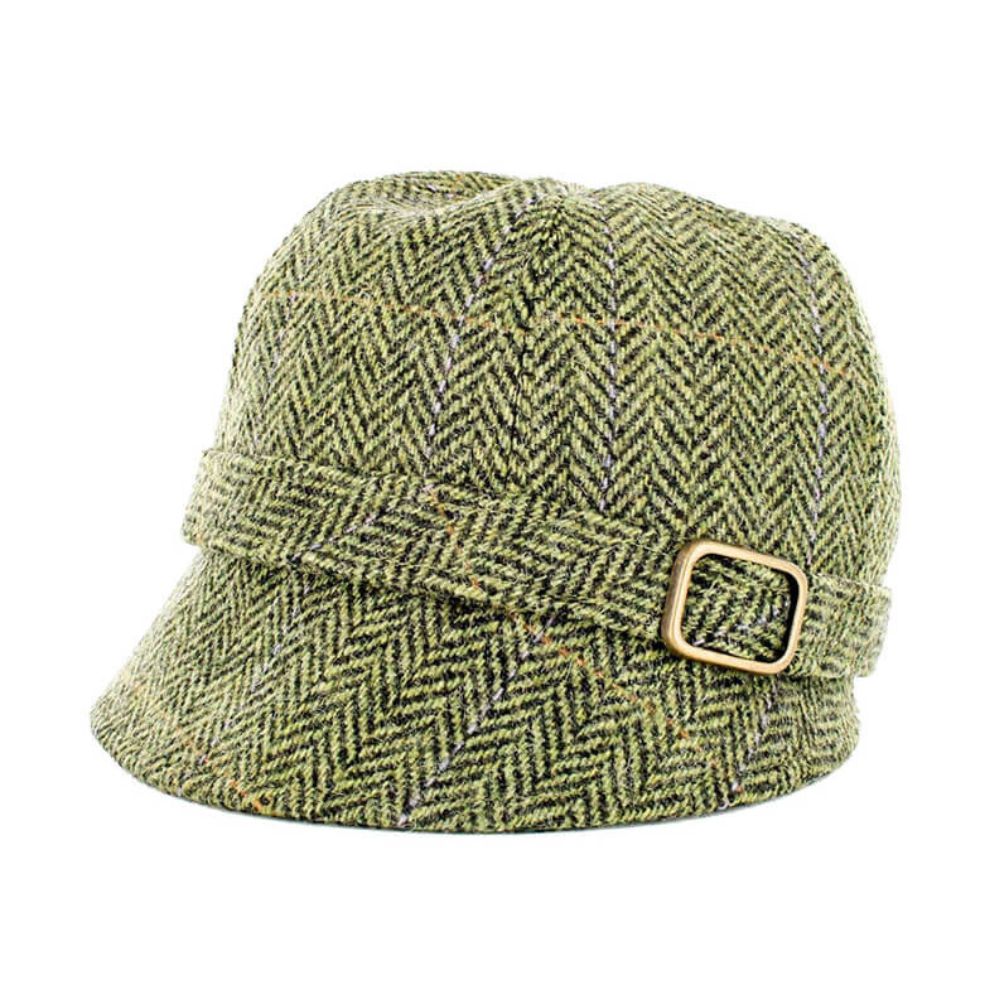 Ladies Wool Tweed Flapper Cap in Tartan Green studio Creative Irish Gift