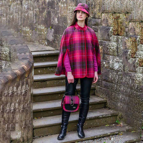 MWGB223-OS Irish Wool Tweed Grace Shoulder Bag, Pink Tartan Creative Irish Gifts
