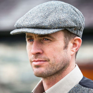 Men's Tweed Irish Kerry Cap, Grey  Herringbone Lifestyle Creative Irish Gifts