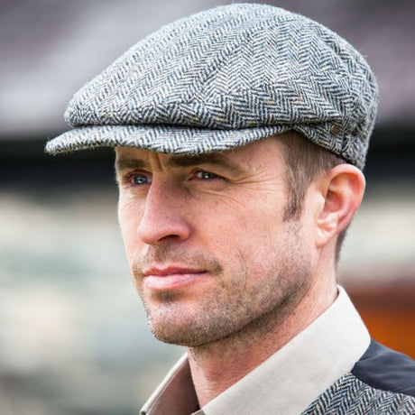 Men's Tweed Irish Kerry Cap, Grey  Herringbone Lifestyle Creative Irish Gifts