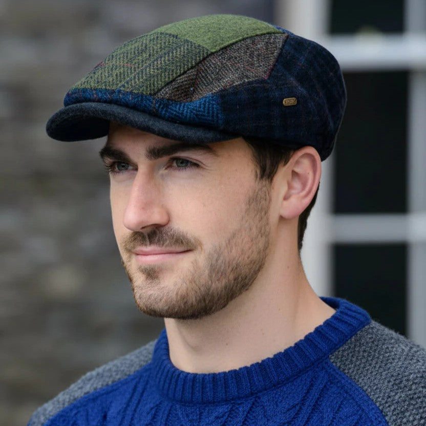 Men's Tweed Irish Kerry Cap, Green Patch Lifestyle Creative Irish Gifts