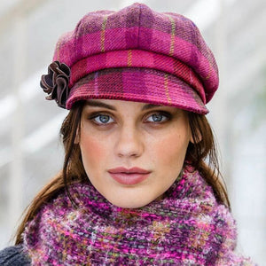 Women's Irish 8 Piece Hat with Rosette Detail, Fall Leaves Pink Lifestyle Creative Irish Gifts.com