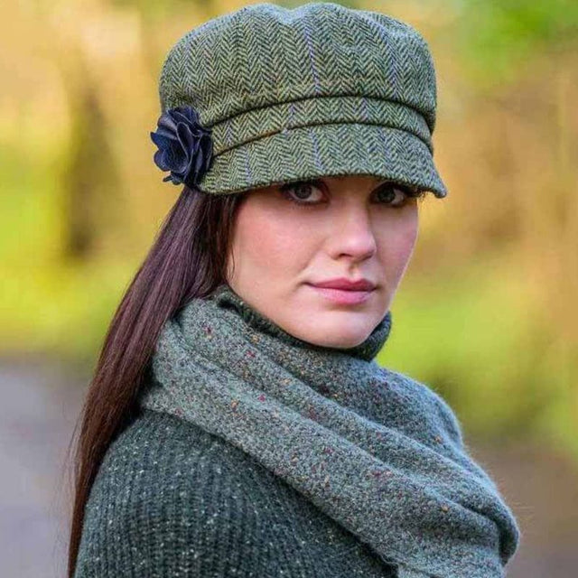 Women's Irish 8 Piece Hat with Rosette Detail, Fall Leaves Green Lifestyle  Creative Irish Gifts.com