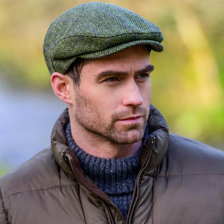 Green Herringbone Irish Wool Flat Cap Lifestyle Creative Irish Gift