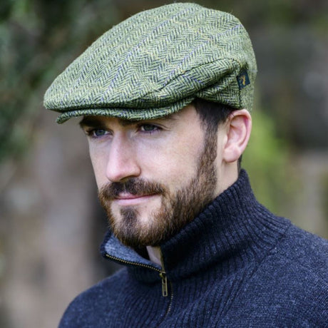Green Herringbone Irish Wool Flat Cap Creative Irish Gift
