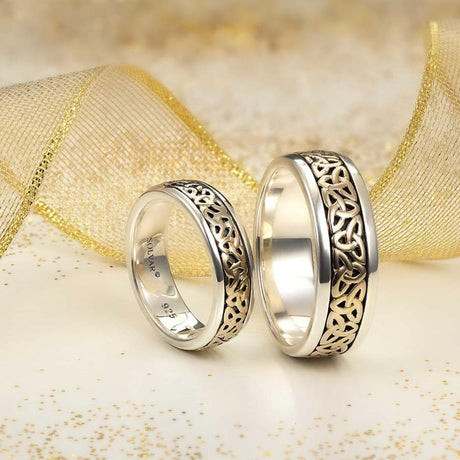 Men's Celtic Trinity Ring- Silver and 10K Gold Creative Irish Gifts