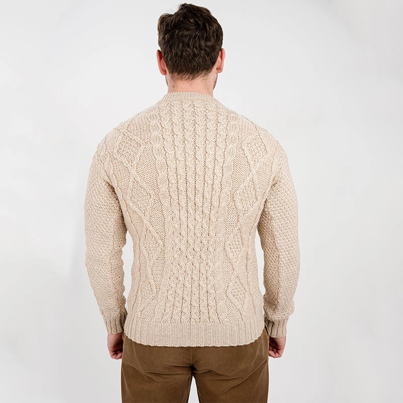 Men's Fisherman Cable Knit Sweater Parsnip Back Studio Creative Irish Gifts