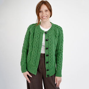 Merino Wool Cable Knit Aran Cardigan