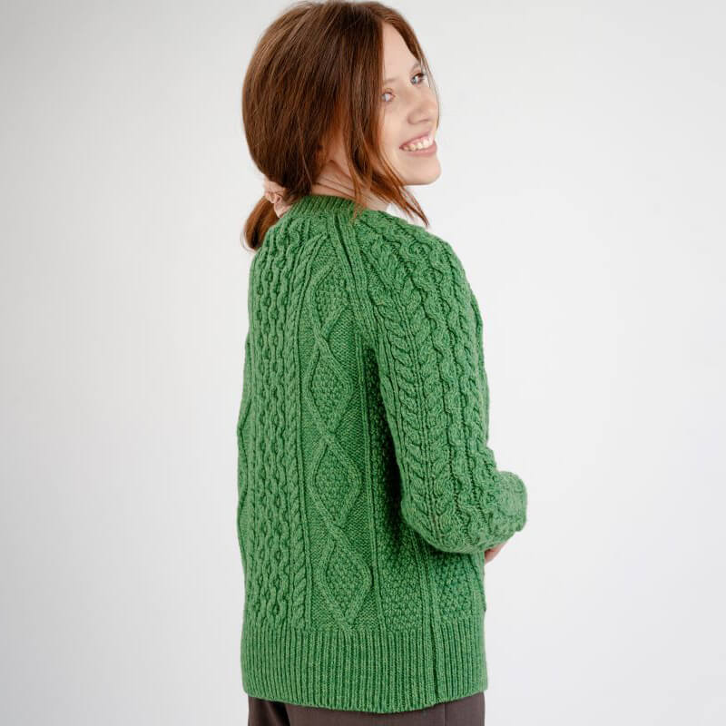 Merino Wool Cable Knit Aran Cardigan