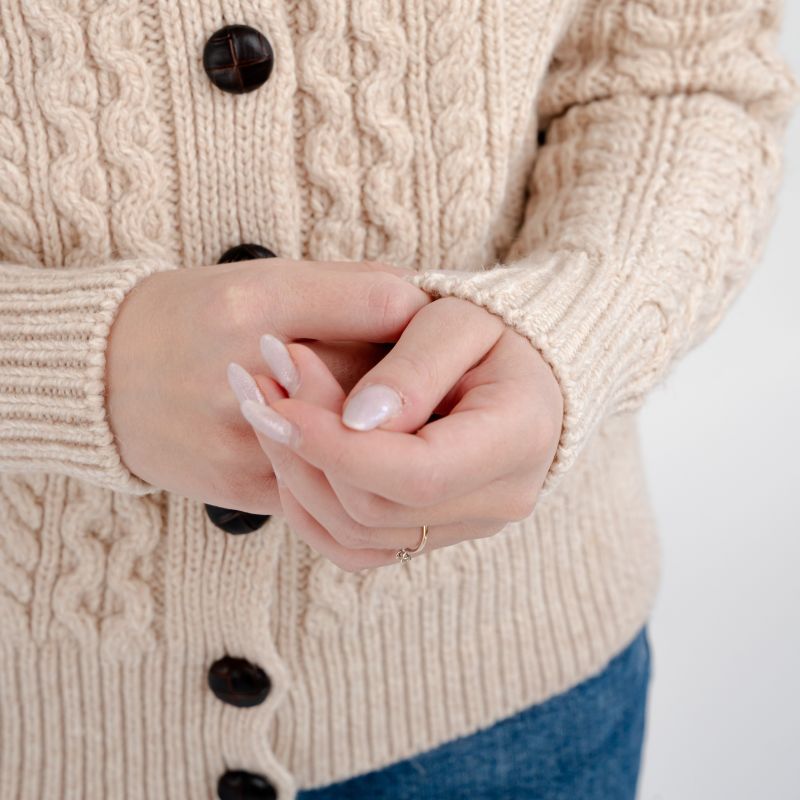 Merino Wool Cable Knit Aran Cardigan