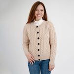 Merino Wool Cable Knit Aran Cardigan