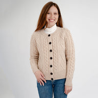 Merino Wool Cable Knit Aran Cardigan