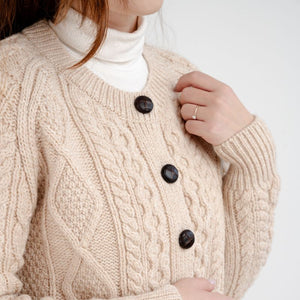 Merino Wool Cable Knit Aran Cardigan