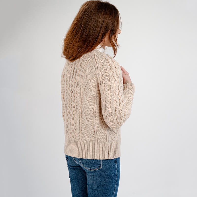 Merino Wool Cable Knit Aran Cardigan
