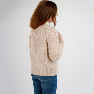 Merino Wool Cable Knit Aran Cardigan