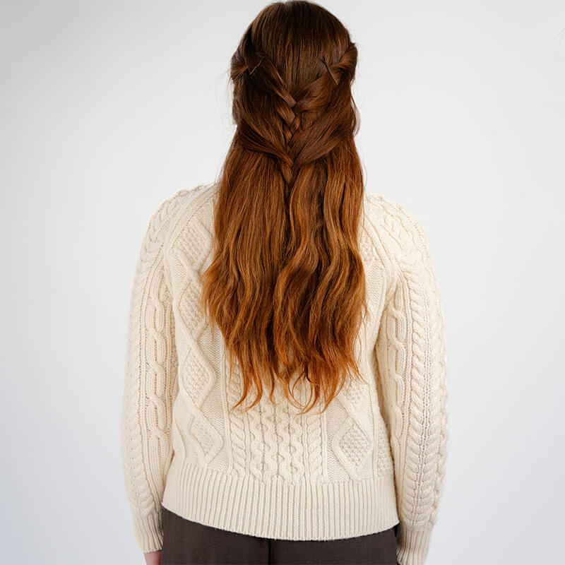 Merino Wool Cable Knit Aran Cardigan