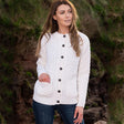 Women's Irish Wool Button Up Cardigan White Lifestyle Creative Irish Gifts
