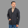 Men's Traditional Aran Cardigan with Shawl Collar Charcoal Creative Irish Gift