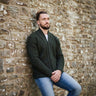 Men's Traditional Aran Cardigan with Shawl Collar Green Creative Irish Gift