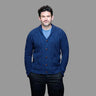 OAC-6011DWBLU Men's Traditional Aran Cardigan with Shawl Collar Creative Irish gift