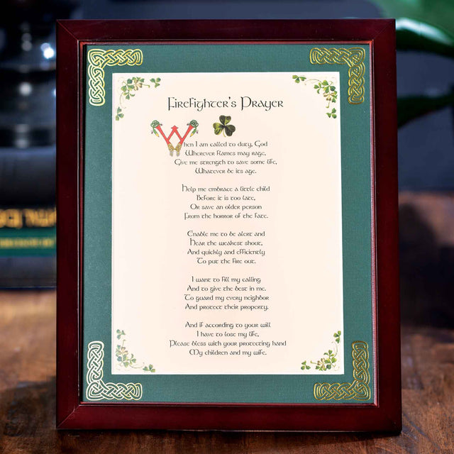 Celtic Fireman's Framed Prayer - Creative Irish Gifts