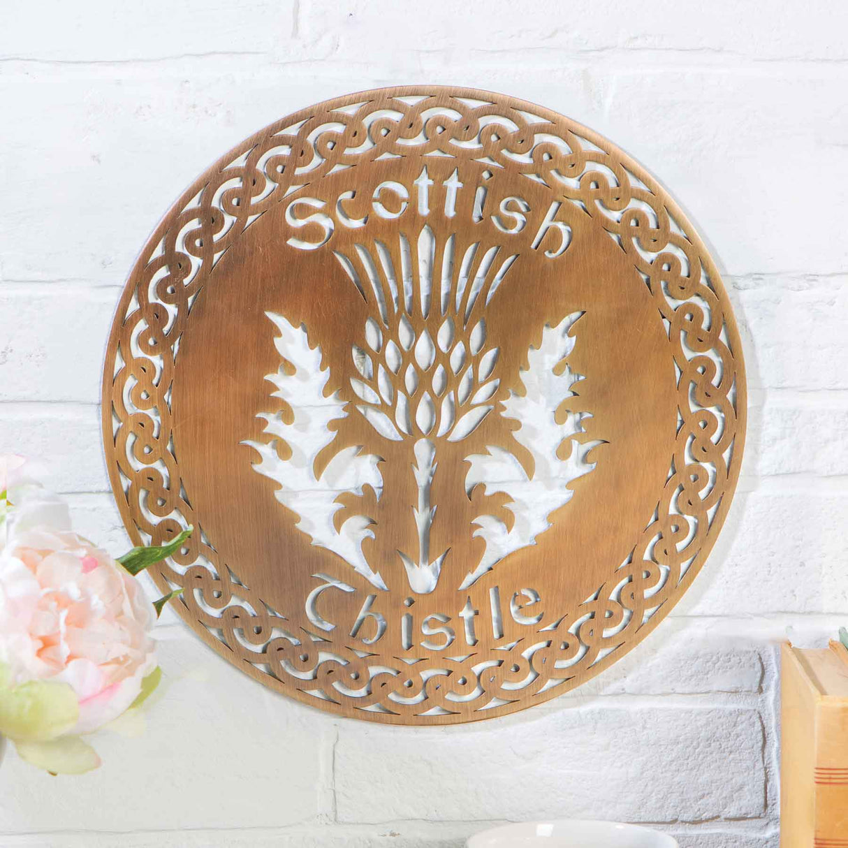 Scottish Thistle Wall Hanger, Polished Brass - Creative Irish Gifts
