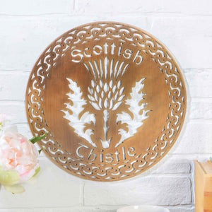 Scottish Thistle Wall Hanger, Polished Brass - Creative Irish Gifts