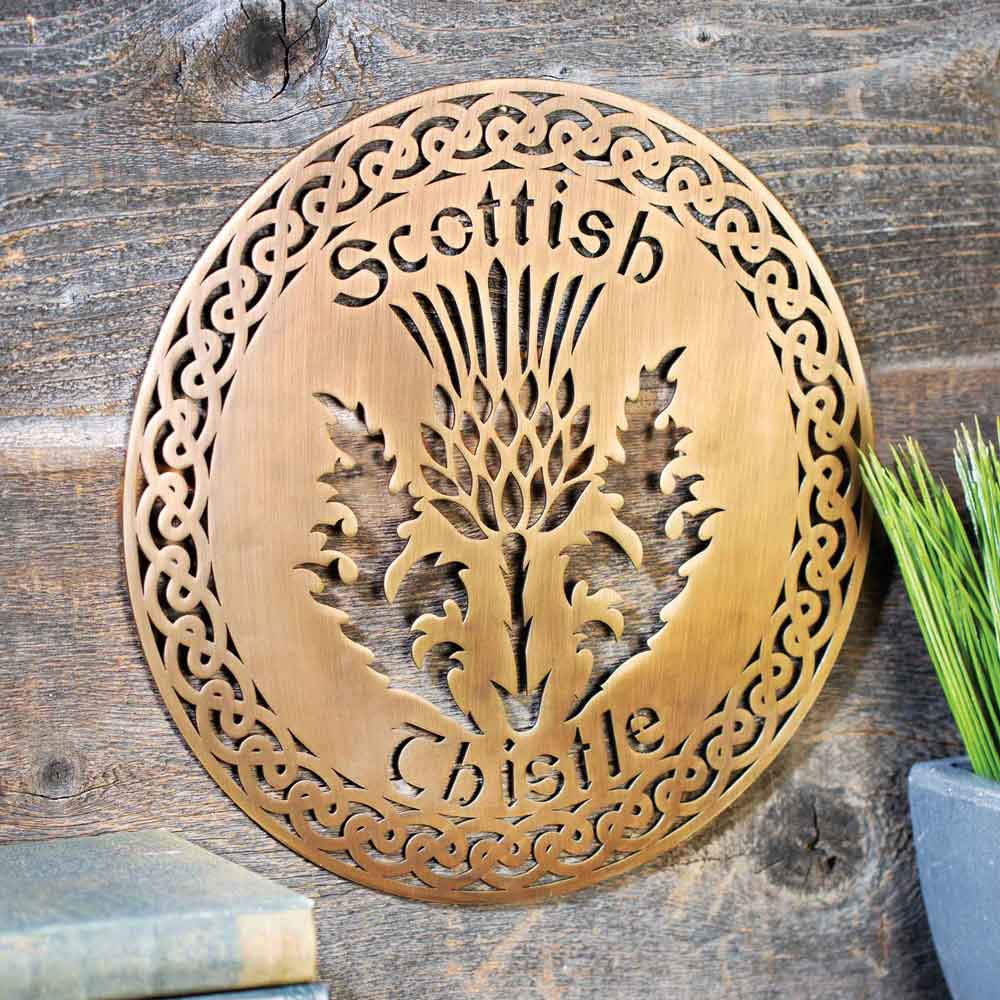 Scottish Thistle Wall Hanger, Polished Brass - Creative Irish Gifts