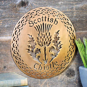 Scottish Thistle Wall Hanger, Polished Brass - Creative Irish Gifts