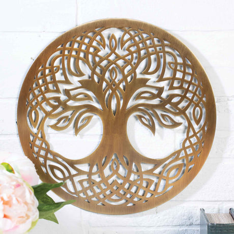 Tree of Life Wall Hanger, Antique Brass - Creative Irish Gifts