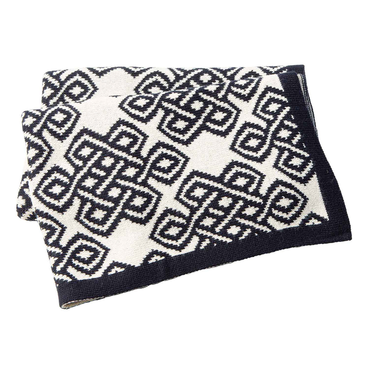 AWT315-303-OS Celtic Novelty Pattern Wool Throw- Navy Creative Irish Gifts
