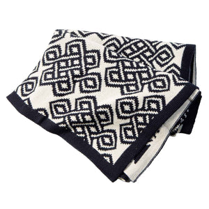 AWT315-303-OS Celtic Novelty Pattern Wool Throw- Navy studio Creative Irish Gifts
