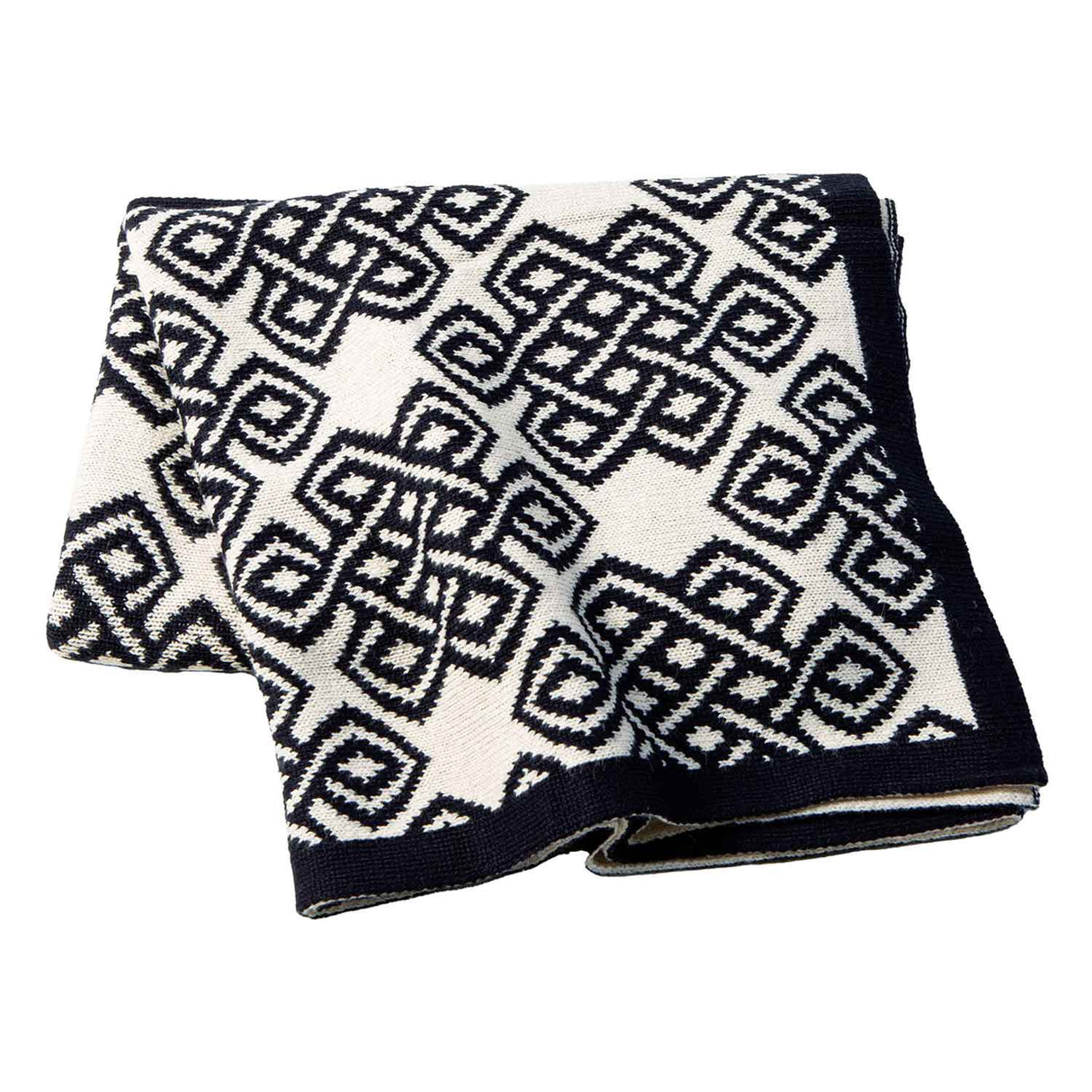 AWT315-303-OS Celtic Novelty Pattern Wool Throw- Navy Creative Irish Gifts
