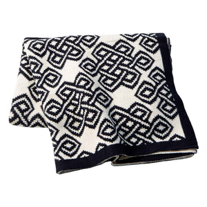 AWT315-303-OS Celtic Novelty Pattern Wool Throw- Navy Creative Irish Gifts

