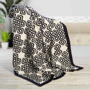 AWT315-303-OS Celtic Novelty Pattern Wool Throw- Navy Creative Irish Gifts
