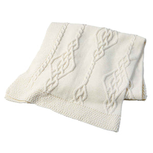 Celtic Pattern Knit Throw, Cream - Creative Irish Gifts