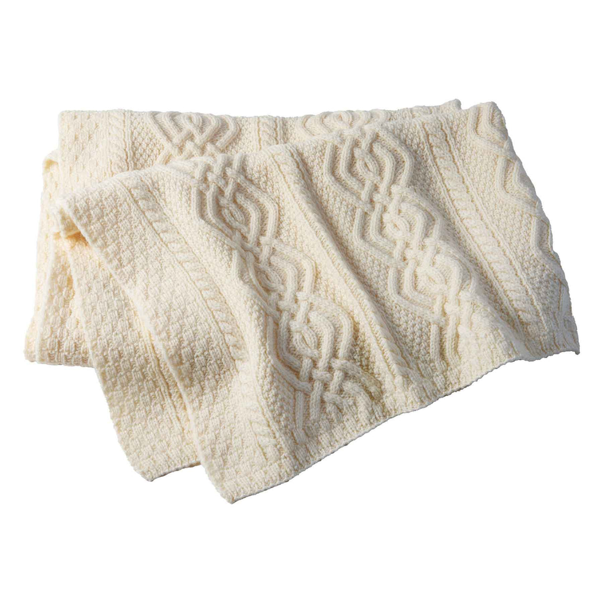 Dara Merino Wool Aran Throw, Cream - Creative Irish Gifts