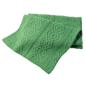 Dara Merino Wool Aran Throw, Green - Creative Irish Gifts