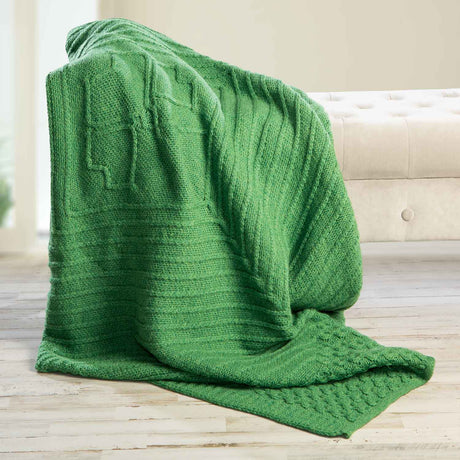 OG593 Aran Knit Shamrock Wool Throw Blanket Green Creative Irish Gifts