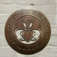 OG683 Steel Irish Claddagh Round Wall Plaque, Antique Brass Creative Irish Gifts