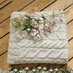 OG702 SuperSoft Merino Cable Knit Aran Blanket, Oatmeal Lifestyle View Creative Irish Gifts