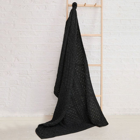 OG705 Authentic Irish Honeycomb Wool Blanket, Charcoal Creative Irish Gifts.com