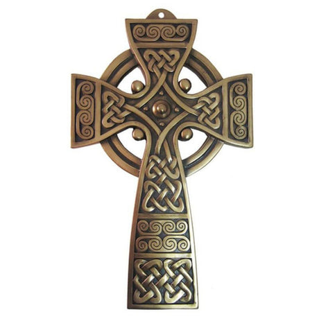 OG713 Traditional Celtic High Cross Bronze Wall Plaque Creative Irish Gifts.com
