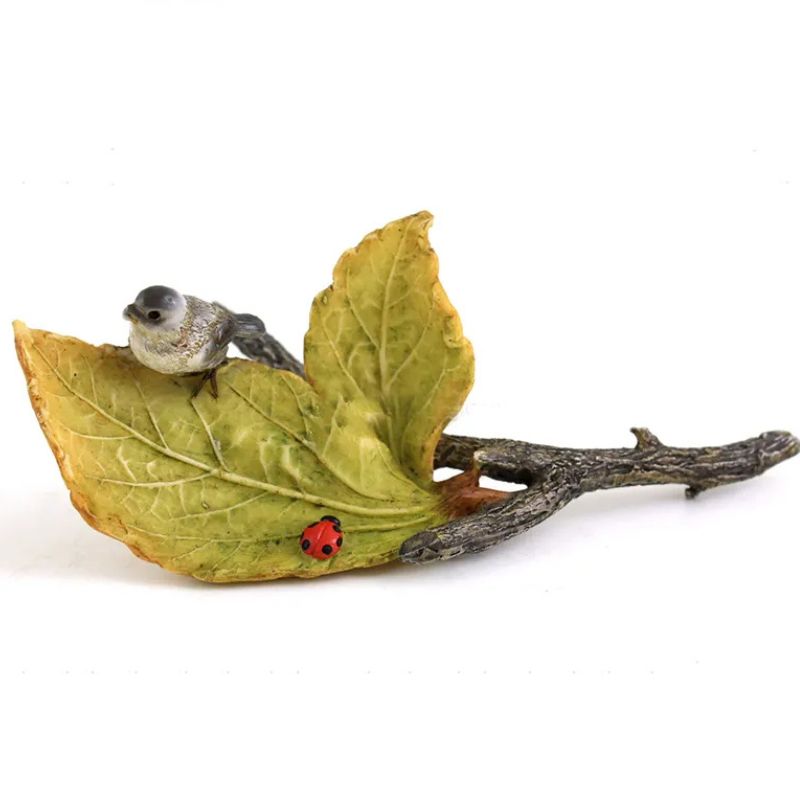 OG714 Bird & Ladybug on Leaf Irish Resin Ornament Creative Irish Gifts.com