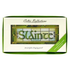 OG722 Slainte Stained Glass Window Panel Box Creative Irish Gifts