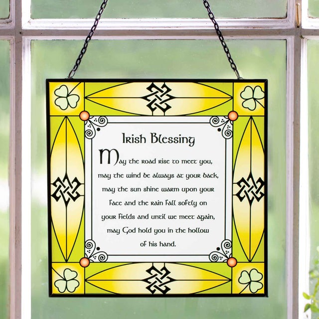 OG723 May The Road Rise Irish Blessing Stained Glass Window Panel Creative Irish Gifts
