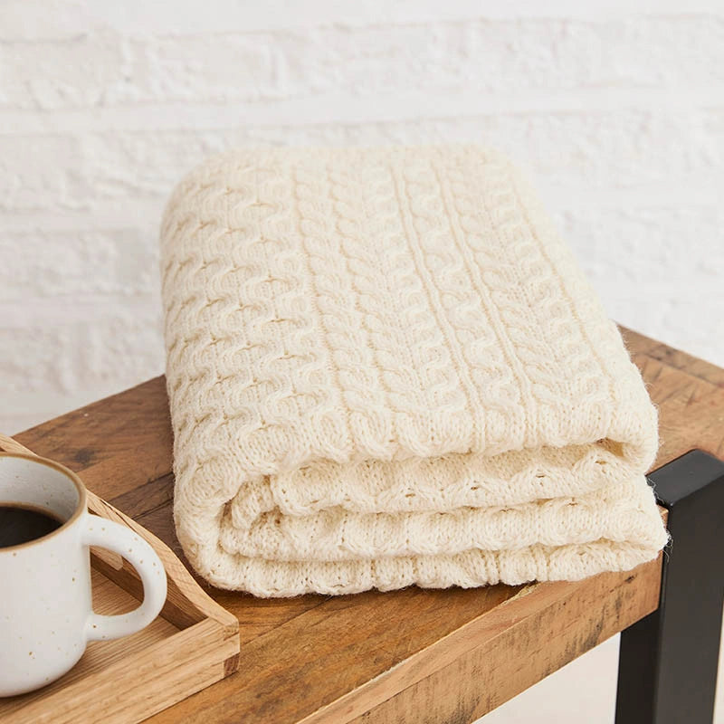 OL015 Aran Knit Wool Blanket Creative Irish Gifts