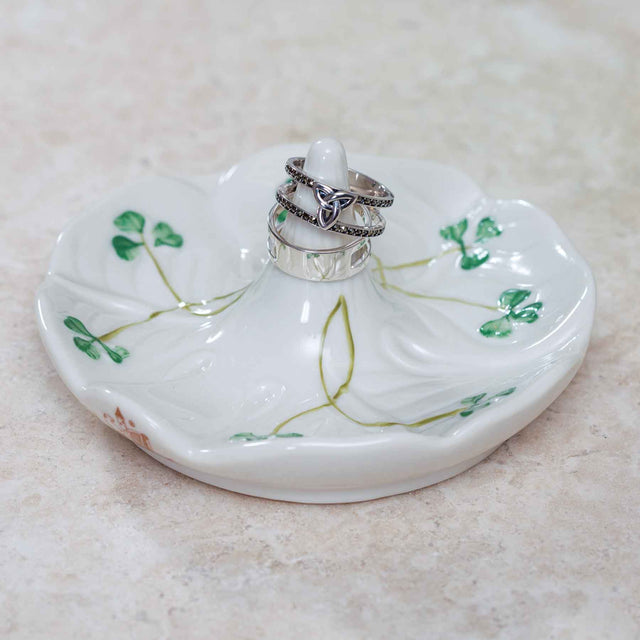 Belleek Classic Shamrock Ring Holder - Creative Irish Gifts